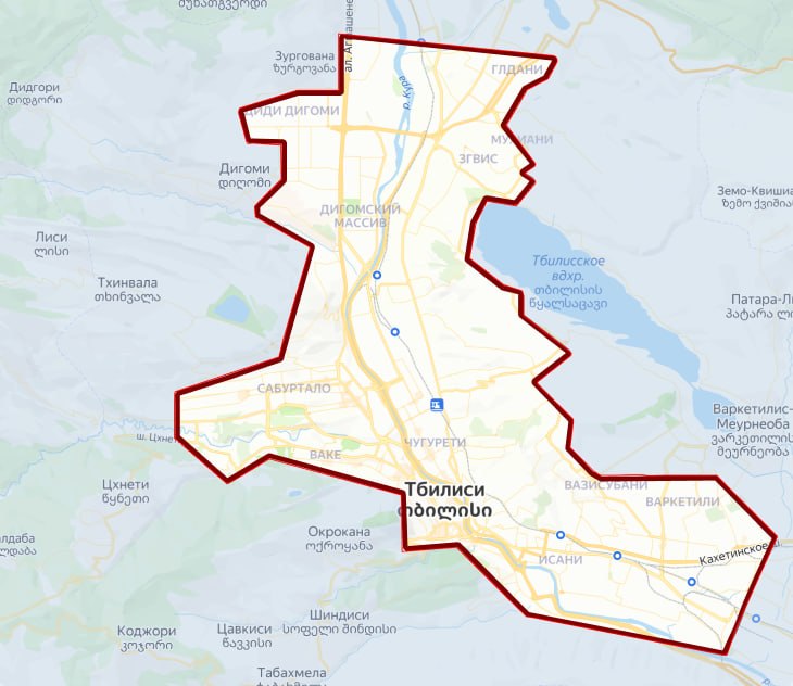 Delivery zone map of Tbilisi